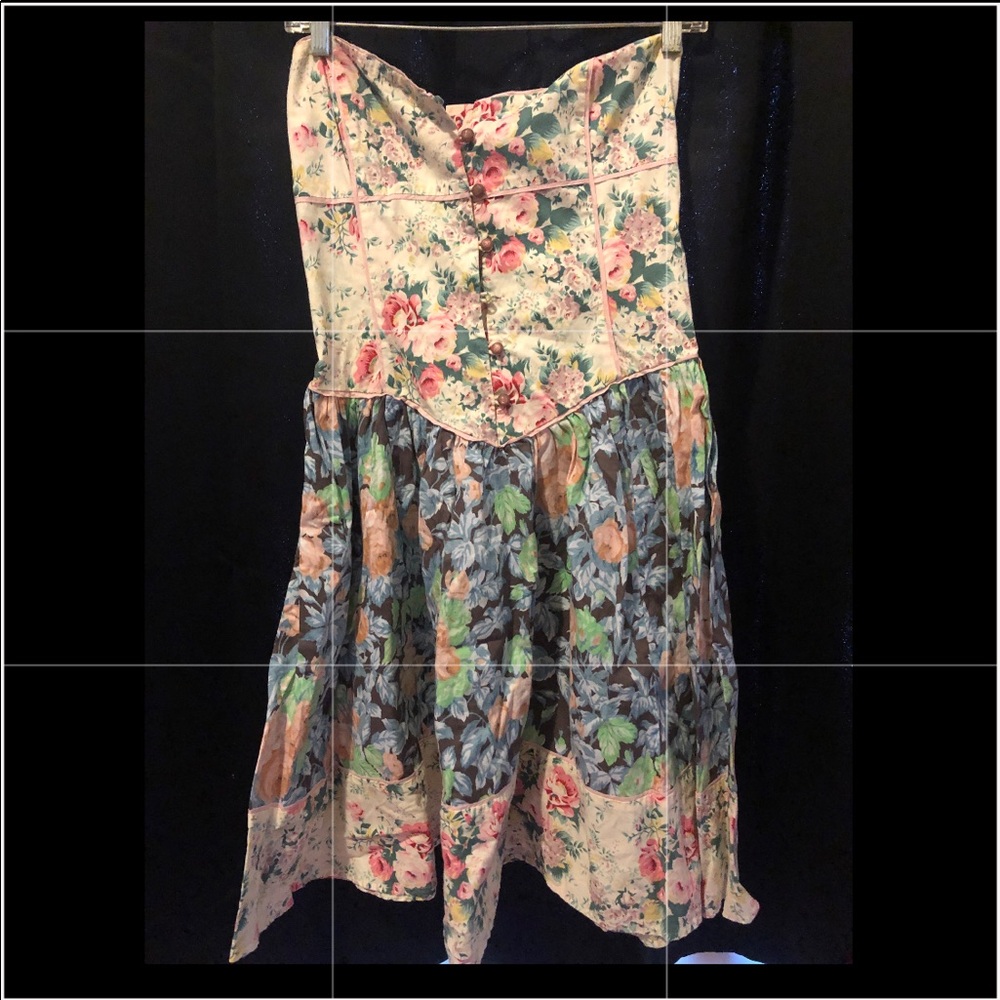elegant strapless floral print dress
